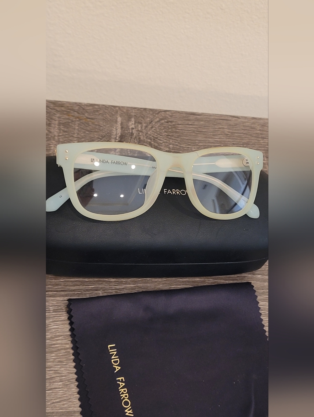 Linda Farrow Mint Green Square Optical Frames New